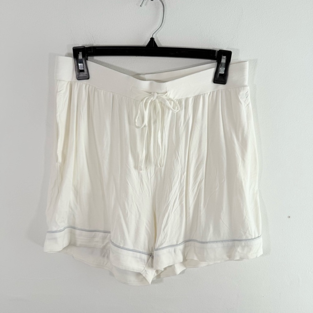 Cozy Earth White Bamboo Silver Trim Drawstring Lounge Pajama Shorts Medium